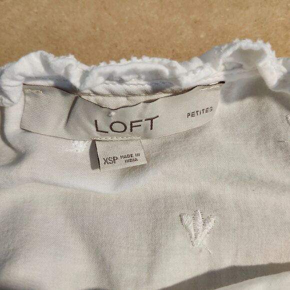 LOFT Top – White Cotton Peplum Sleeveless Tie Back Resortwear SP/XSP - Picture 5 of 7